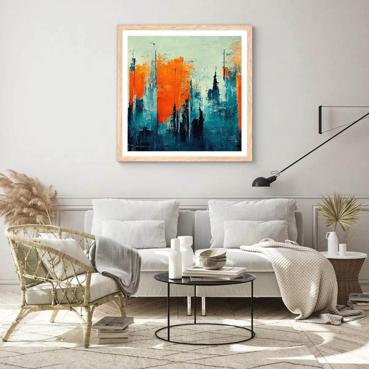 Affiche dans un chêne clair - Poster - Paysage moderne - 30x30 cm