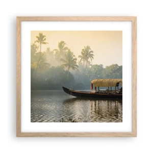 Affiche dans un chêne clair - Poster - Maison sur la rivière - 40x40 cm