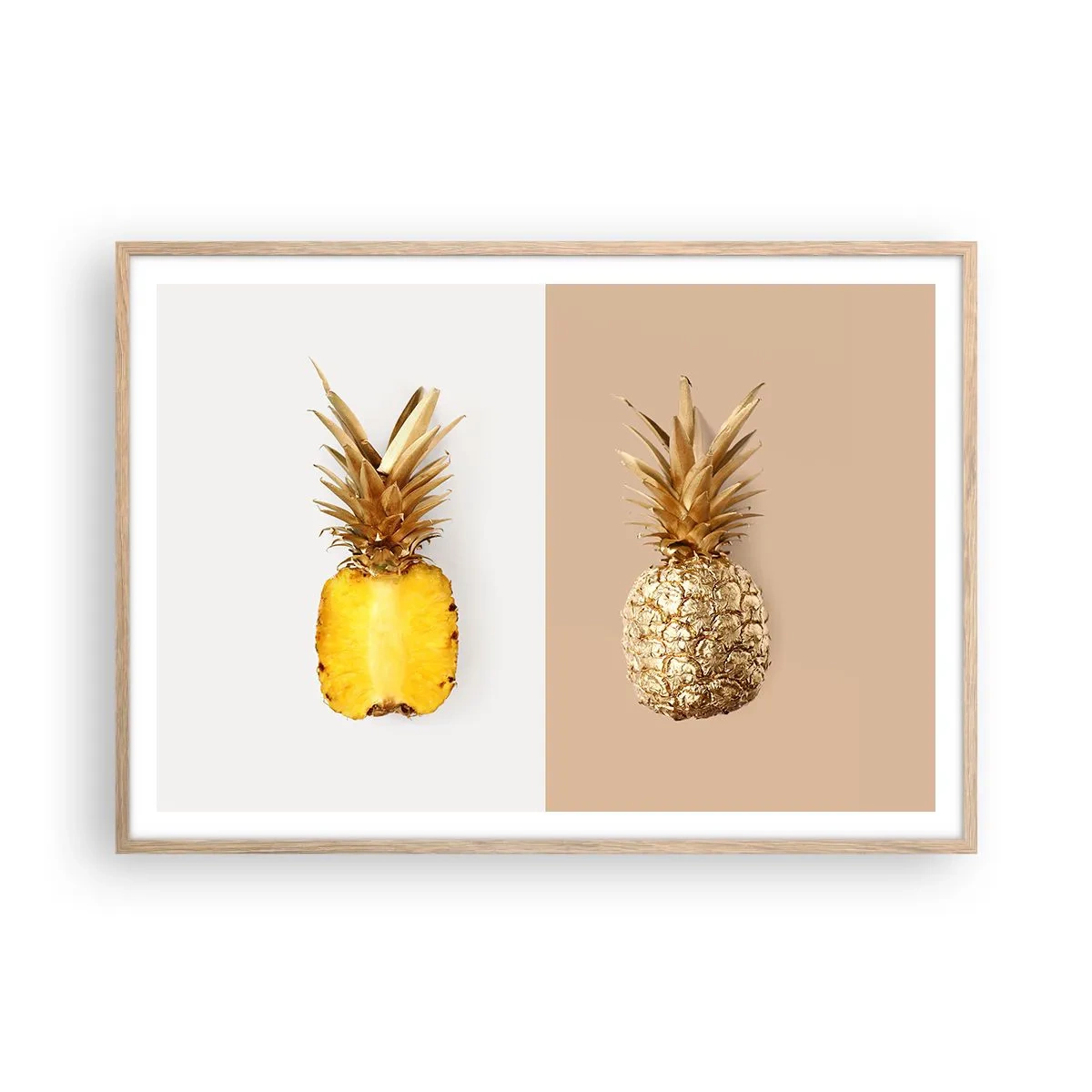 Affiche dans un chêne clair - Poster - Ananas pour nous - 100x70 cm