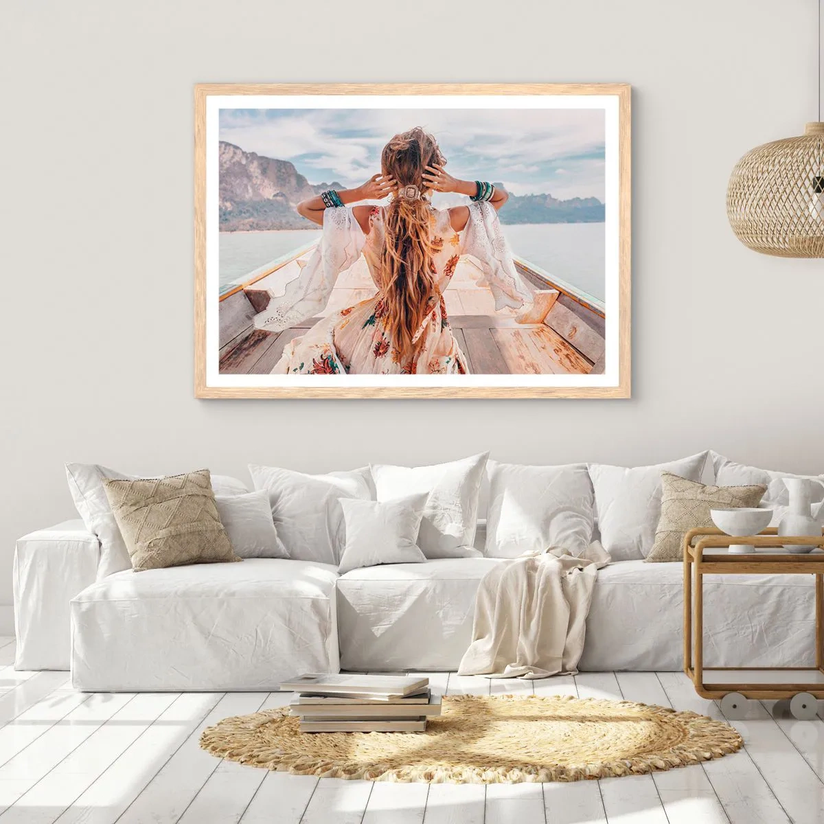 Affiche dans un chêne clair - Poster - En route vers le bonheur - 50x40 cm