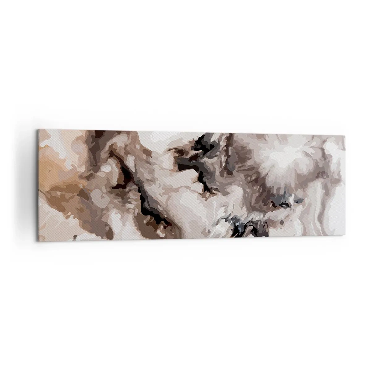 Impression sur toile - Image sur toile - Motif abstrait dans les tons de marron et de blanc - 160x50cm - La naissance d'une galaxie - Décoration murale moderne pour le salon et la chambre ARTTOR