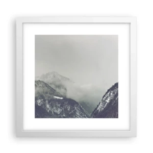 Affiche dans un cadre blanc - Poster - Vallée brumeuse - 30x30 cm