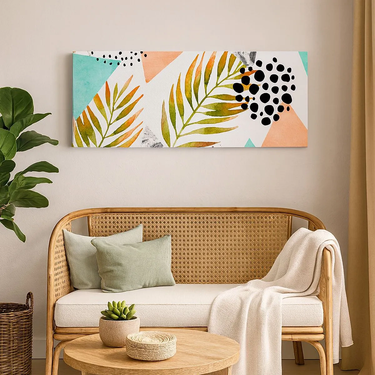 Impression sur toile - Image sur toile - Décoration avec feuille de palmier - 100x40 cm