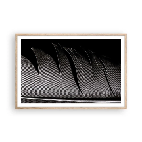Affiche dans un chêne clair - Poster - La plume – un design magnifique - 91x61 cm