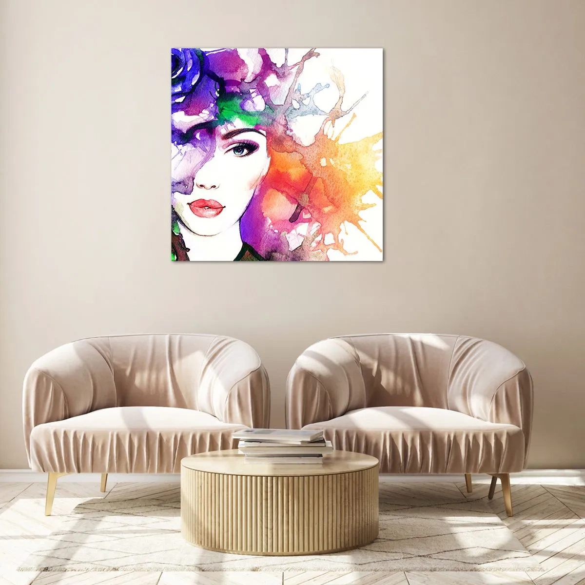 Impression sur verre - Image sur verre - Avec la tête dans les nuages - 70x70 cm