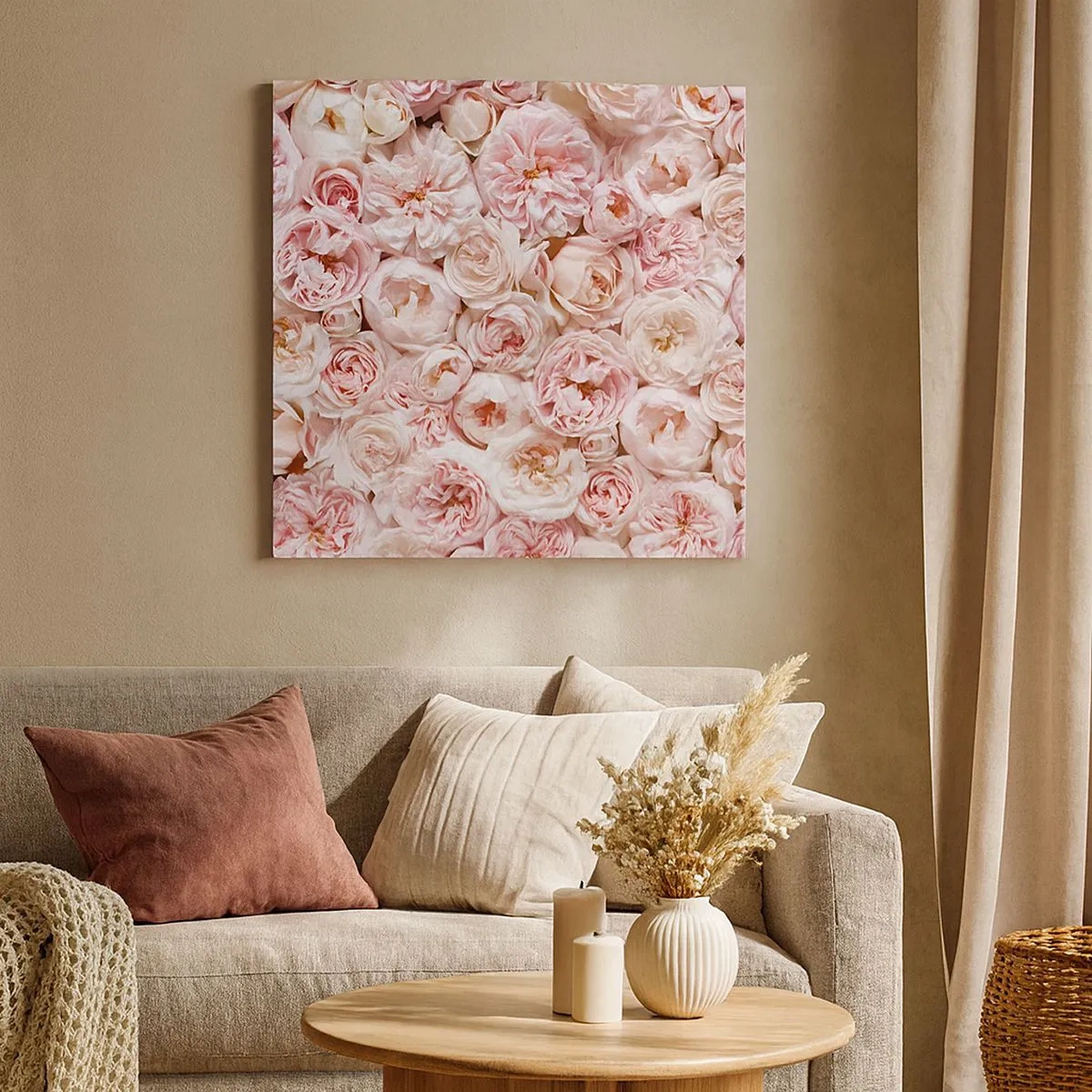 Impression sur toile - Image sur toile - Un lit de roses - 30x30 cm
