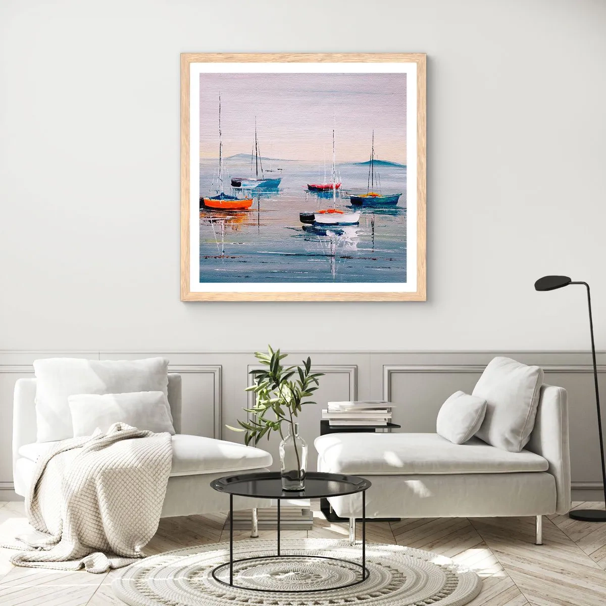 Affiche dans un chêne clair - Poster - Un repos bien mérité - 60x60 cm