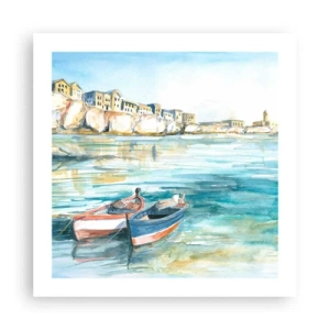 Affiche - Poster - Paysage dans l'azur - 50x50 cm