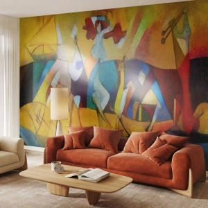 Papier Peint Photo Premium Canvas - Soleil - vie - joie - Animaux, Afrique, Cubisme - 500x350 cm
