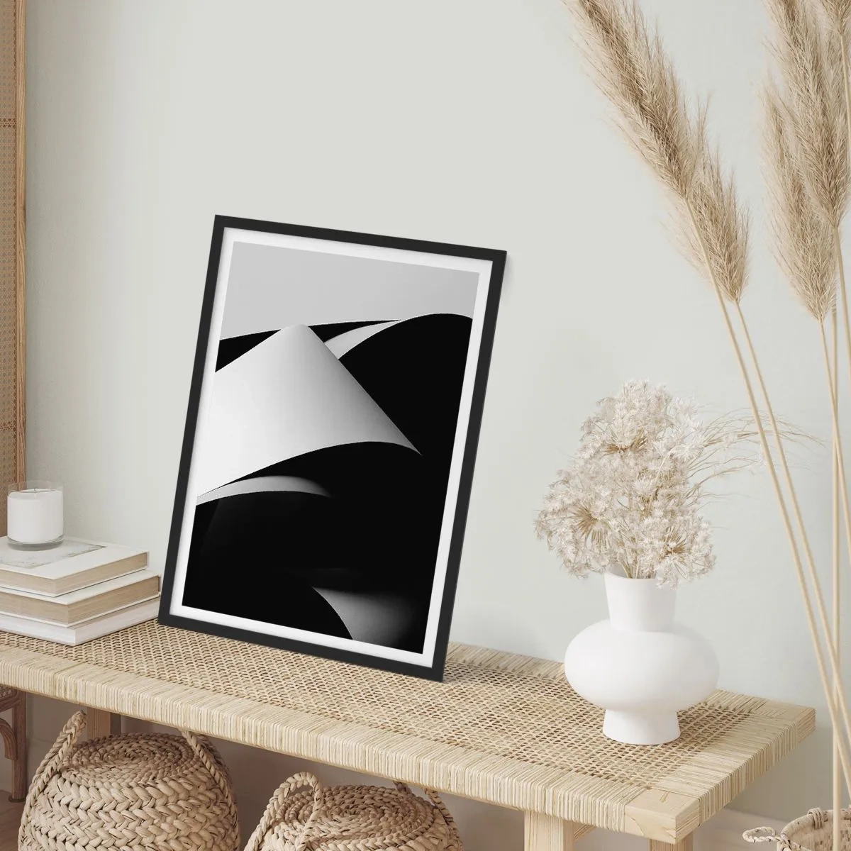 Affiche dans un cadre noir - Poster - Plans de lumière venus des profondeurs de l'ombre - 30x40 cm