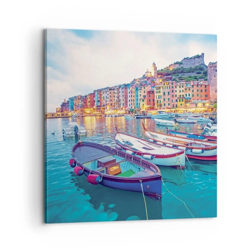 Impression sur toile - Image sur toile - Soirée colorée au port - 60x60 cm
