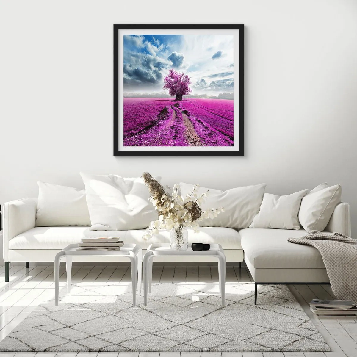 Affiche dans un cadre noir - Poster - Lande - nature sauvage - 30x30 cm