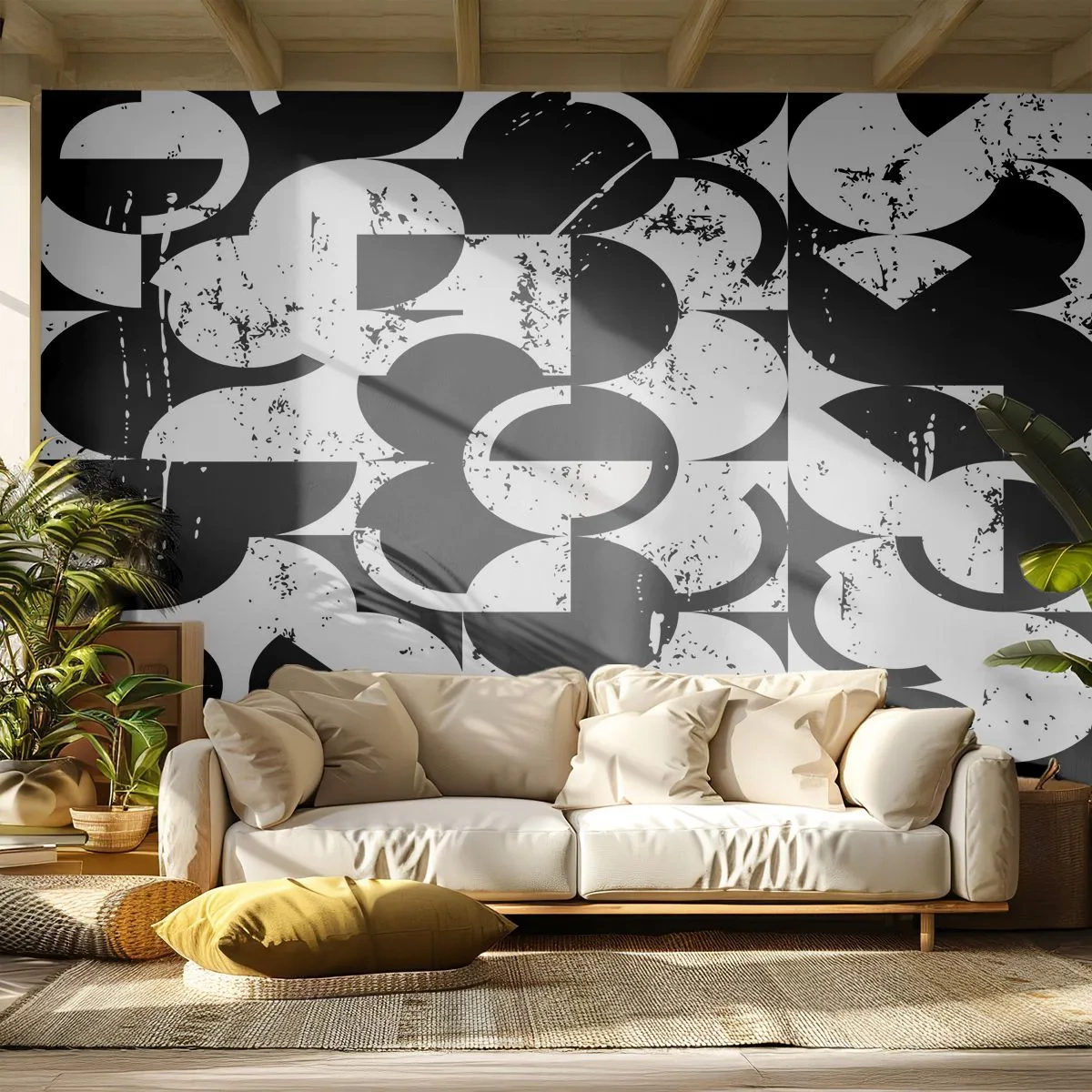 Papier Peint Photo Standard Eco - Le blanc est blanc et le noir est noir - Abstraction, Morceau, Graphique - 400x280 cm