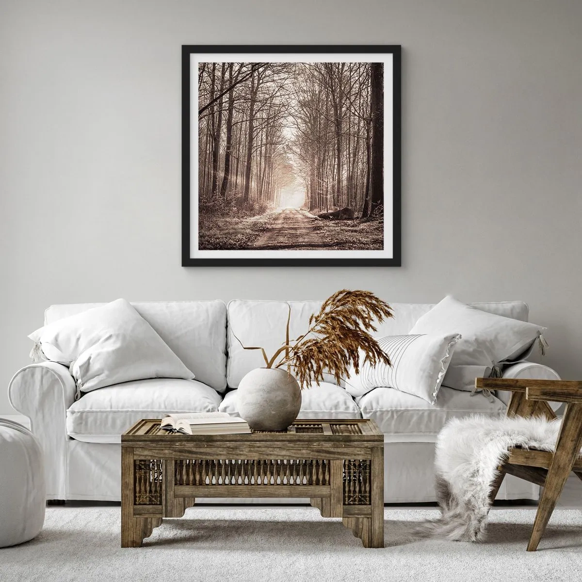 Affiche dans un cadre noir - Poster - Cathédrale de la forêt - 40x40 cm