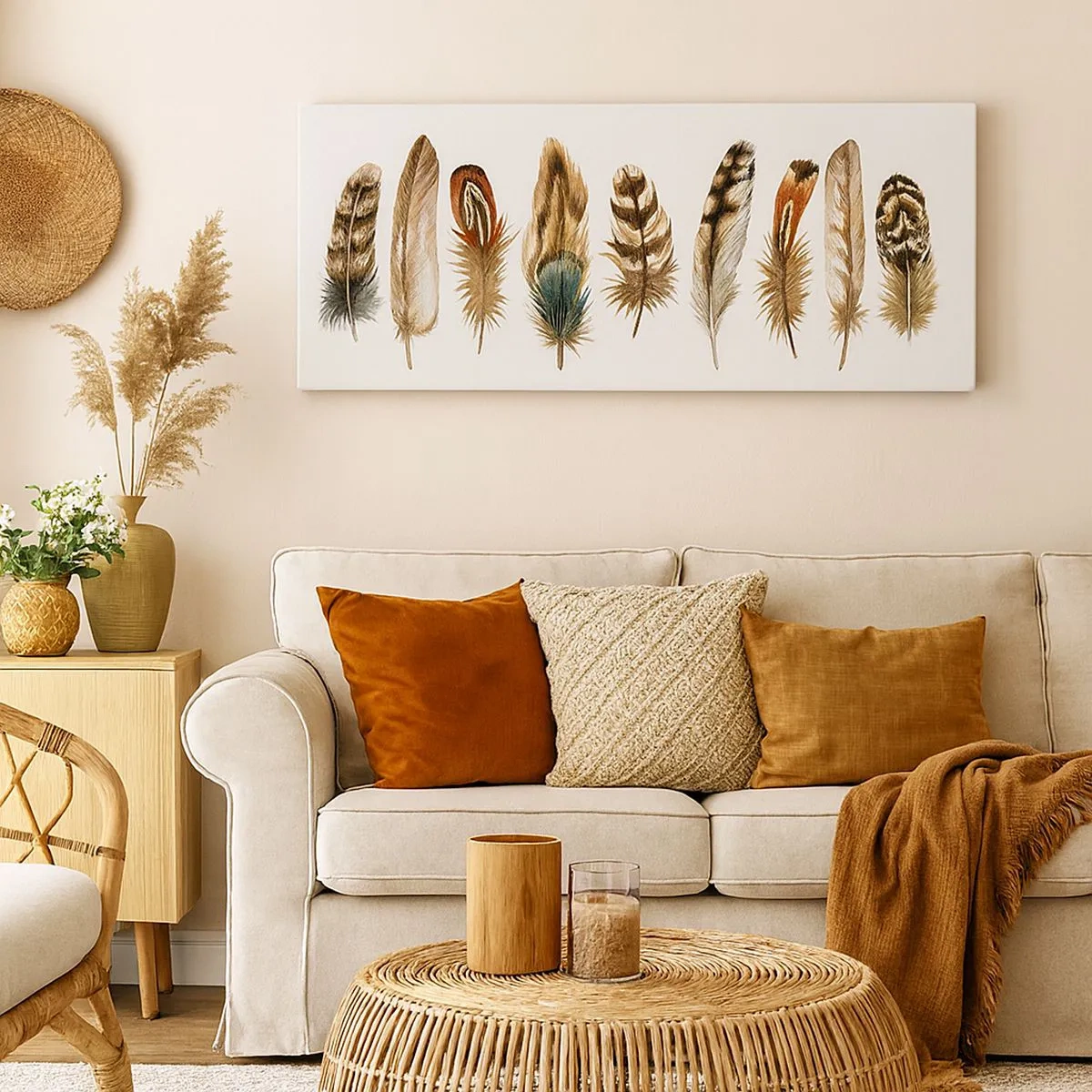 Impression sur toile - Image sur toile - Variation à plumes - 100x40 cm