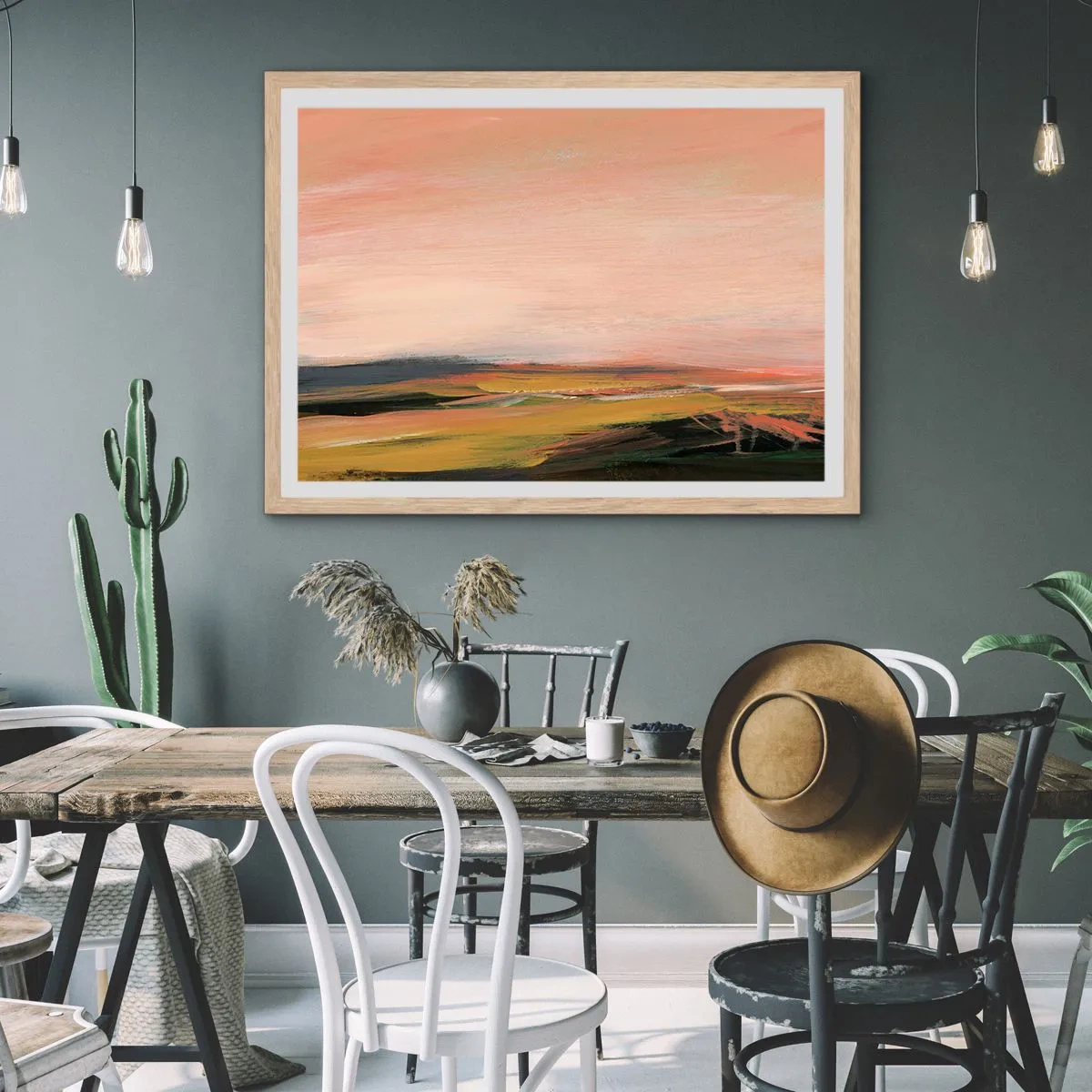 Affiche dans un chêne clair - Poster - Dans les tons de roses - 40x30 cm