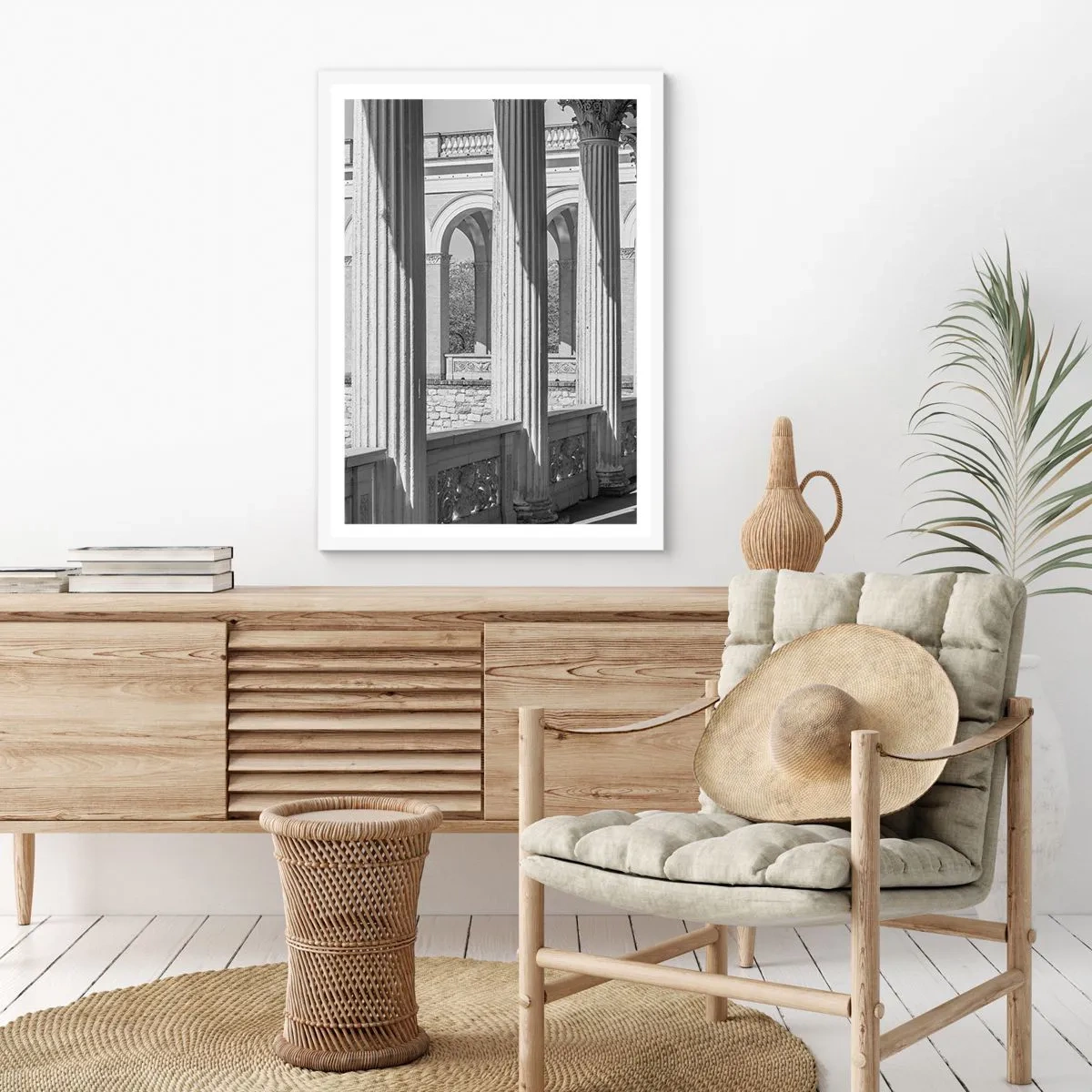 Affiche dans un cadre blanc - Poster - Arcade ensoleillée - 50x70 cm