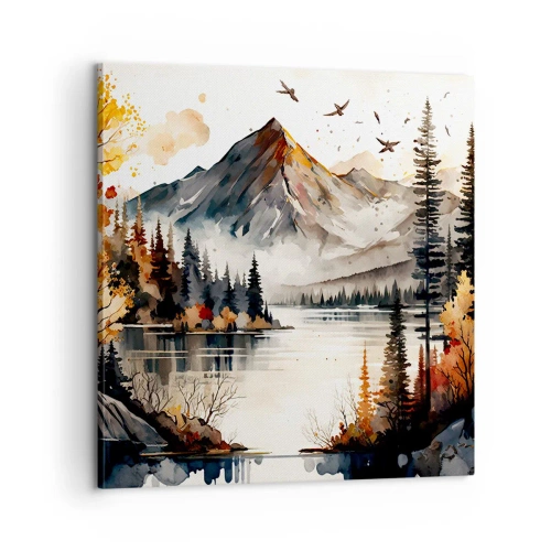 Impression sur toile - Image sur toile - Automne doré dans les montagnes - 60x60 cm
