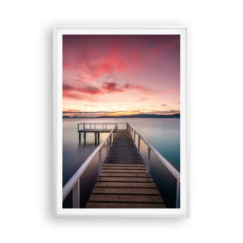 Affiche dans un cadre blanc - Poster - La douce flamme du soir - 70x100 cm