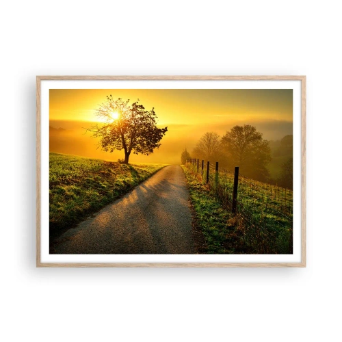 Affiche dans un chêne clair - Poster - Après-midi de miel - 100x70 cm