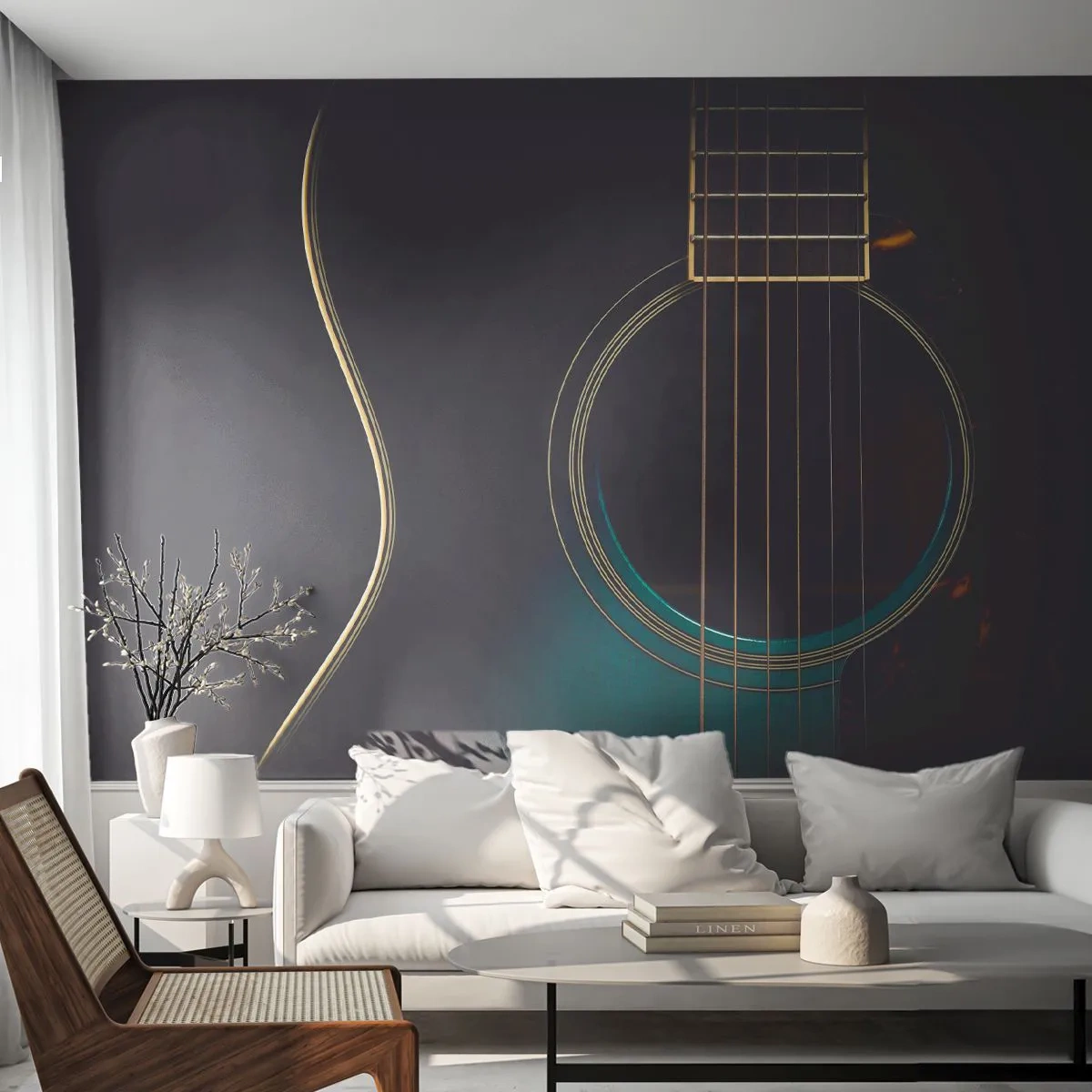 Papier Peint Photo Premium Canvas - Le calme avant la tempête - Guitare, Musique, Cordes - 250x175 cm