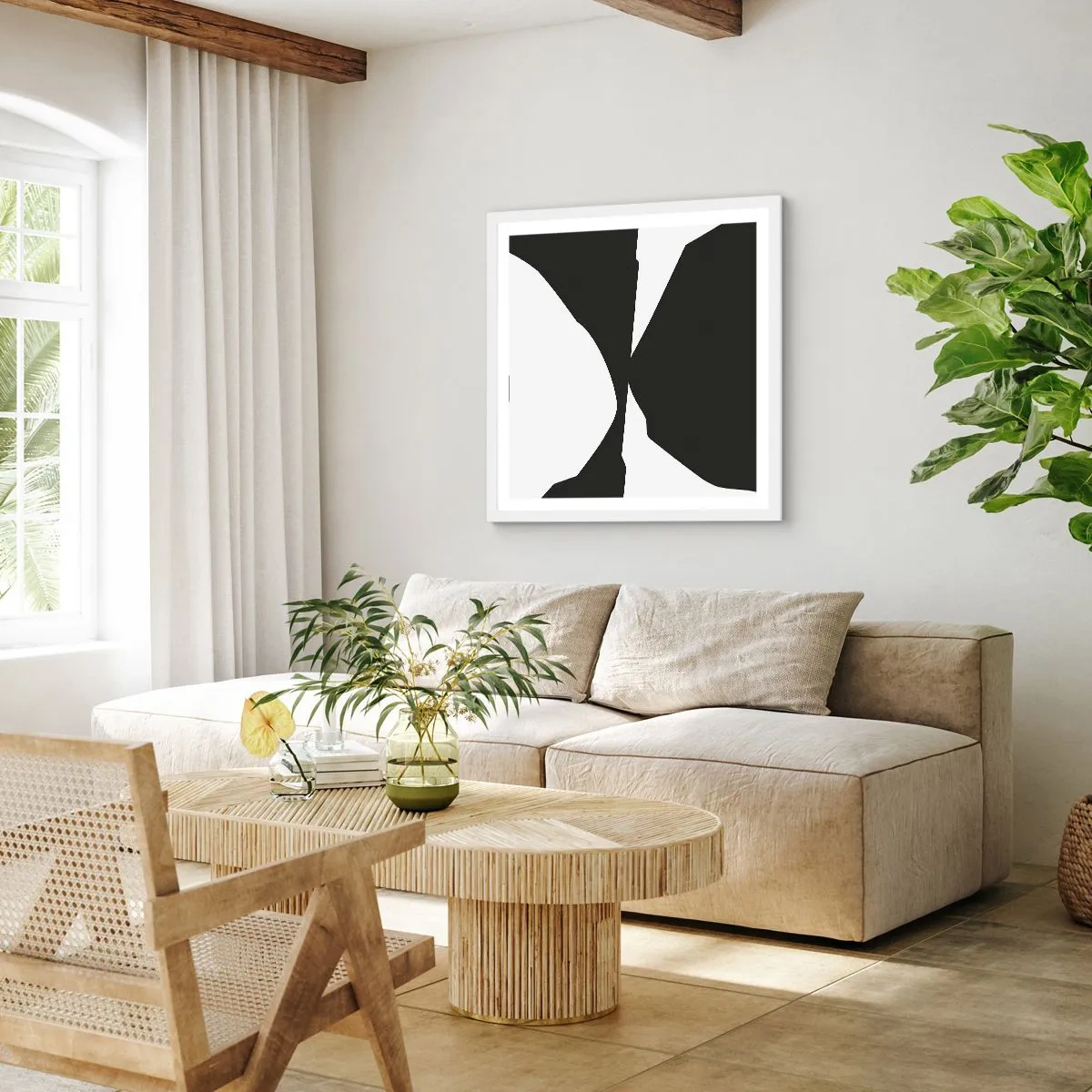 Affiche dans un cadre blanc - Poster - Positif négatif - 60x60 cm