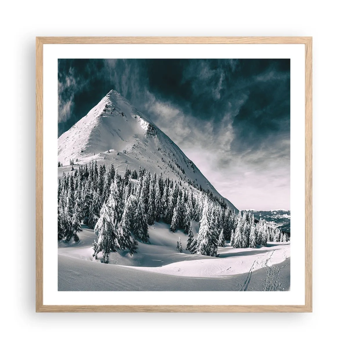 Affiche dans un chêne clair - Poster - Le pays de la neige et de la glace - 60x60 cm