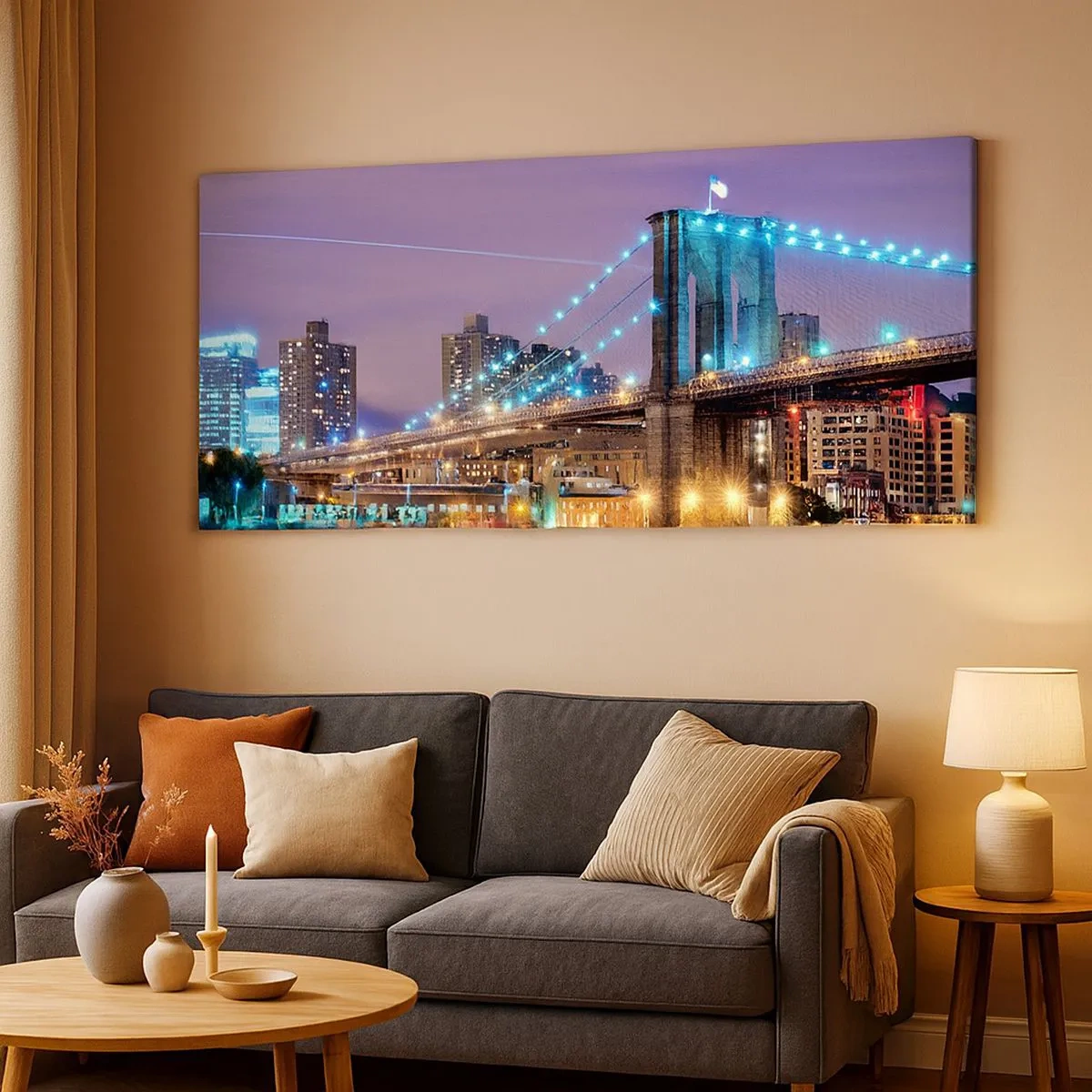 Impression sur toile - Image sur toile - Depuis de nombreuses années le pont de Brooklyn - 100x40 cm