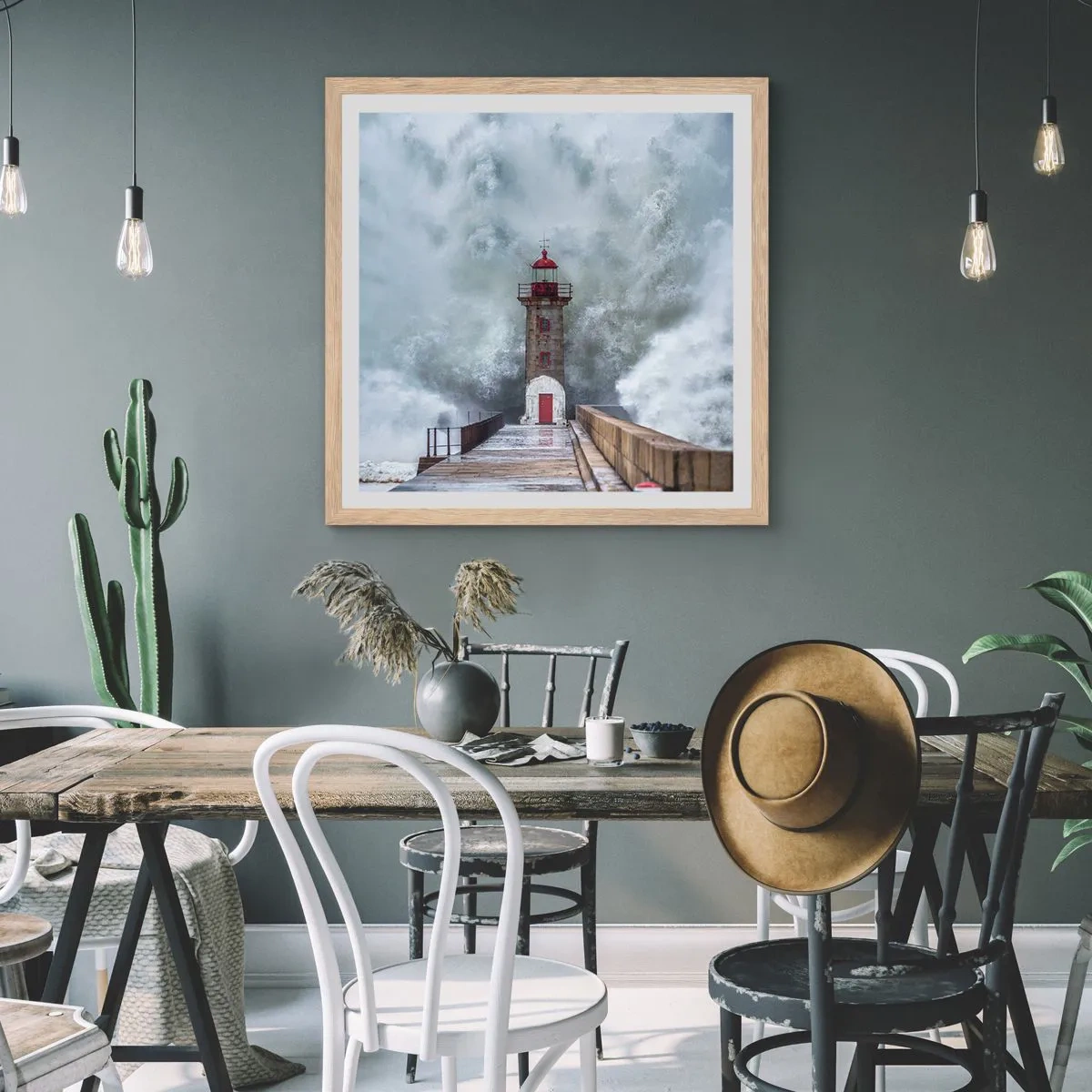 Affiche dans un chêne clair - Poster - Le rugissement des eaux, le bruit soufflera - 40x40 cm