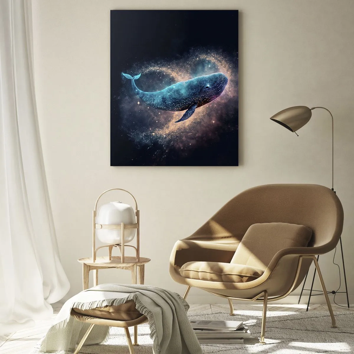 Impression sur verre - Image sur verre - Baleine bleue flottant dans la galaxie - 50x70cm - Un tel monde existe… - Décoration murale moderne pour le salon et la chambre ARTTOR