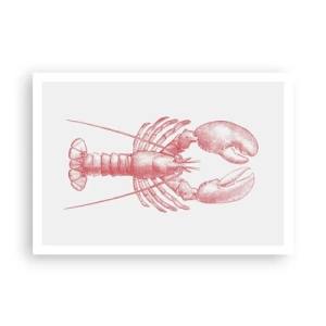 Affiche - Poster - Dessin d'un homard dans une teinte rouge - 100x70cm - Un homard digne d'Homère - Décoration murale moderne pour le salon et la chambre ARTTOR