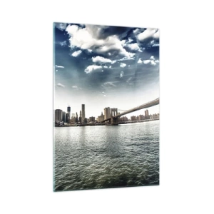 Impression sur verre - Image sur verre - Panorama de New York avec le pont de Brooklyn - 50x70cm - L'île de verre - Décoration murale moderne pour le salon et la chambre ARTTOR