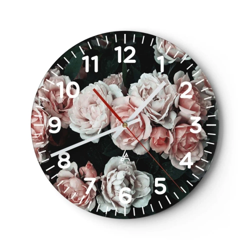 Horloge murale - Pendule murale - Ensemble de rose - 30x30 cm