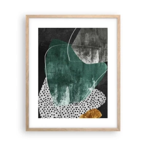 Affiche dans un chêne clair - Poster - Abstraction colorée avec feuille d'or - 40x50 cm