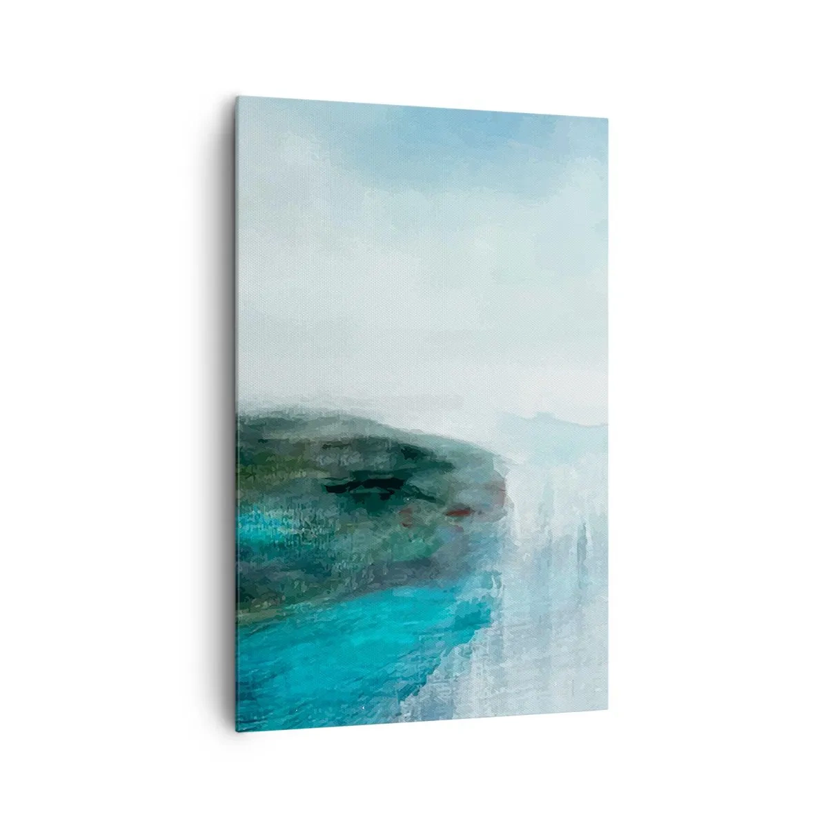 Impression sur toile - Image sur toile - Paysage abstrait dans les tons turquoise et gris - 80x120cm - Abstraction nautique - Décoration murale moderne pour le salon et la chambre ARTTOR