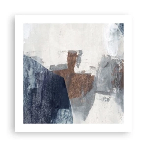 Affiche - Poster - Formes bleues et brunes - 50x50 cm
