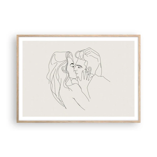 Affiche dans un chêne clair - Poster - Enlacé de sentiment - 100x70 cm