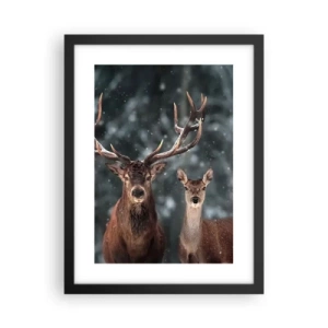 Affiche dans un cadre noir - Poster - Le roi de la forêt avec sa femme - 30x40 cm