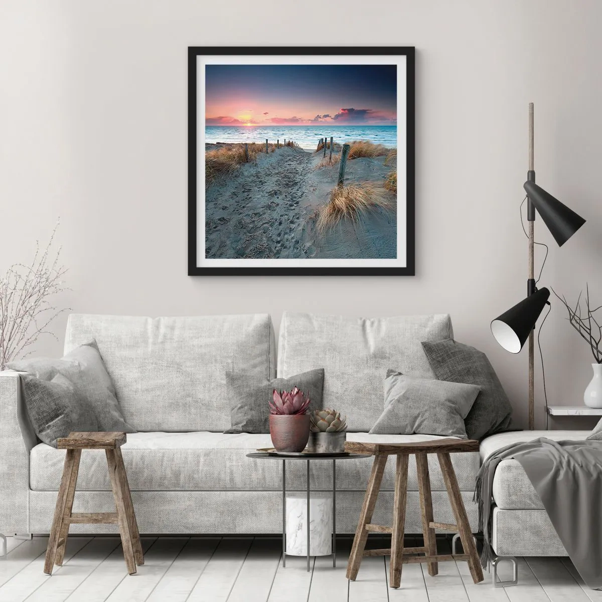 Affiche dans un cadre noir - Poster - Tu as versé l'éclat de l'arc-en-ciel sur les flots - 40x40 cm