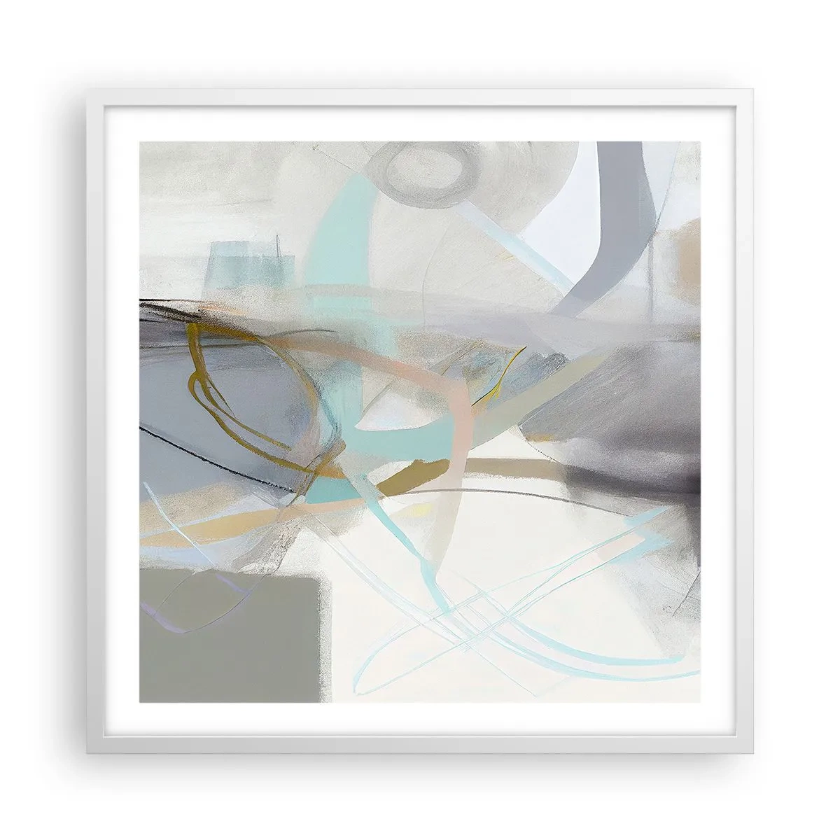 Affiche dans un cadre blanc - Poster - Abstraction brumeuse - 60x60 cm