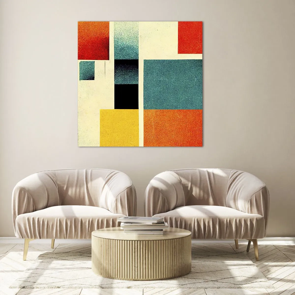 Impression sur verre - Image sur verre - Abstraction géométrique – bonne énergie - 30x30 cm