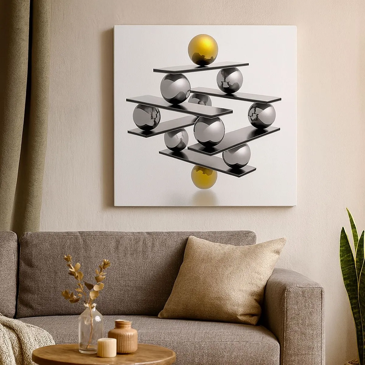 Impression sur toile - Image sur toile - Balance d'or et d'argent - 30x30 cm