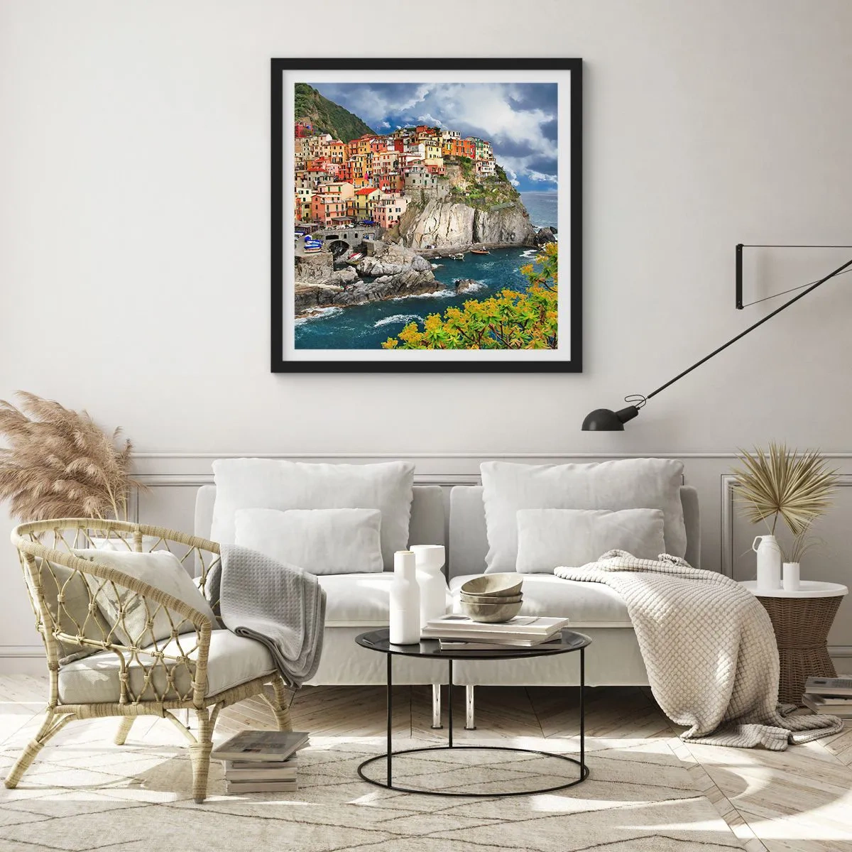 Affiche dans un cadre noir - Poster - Un groupe embrassant les rochers - 40x40 cm