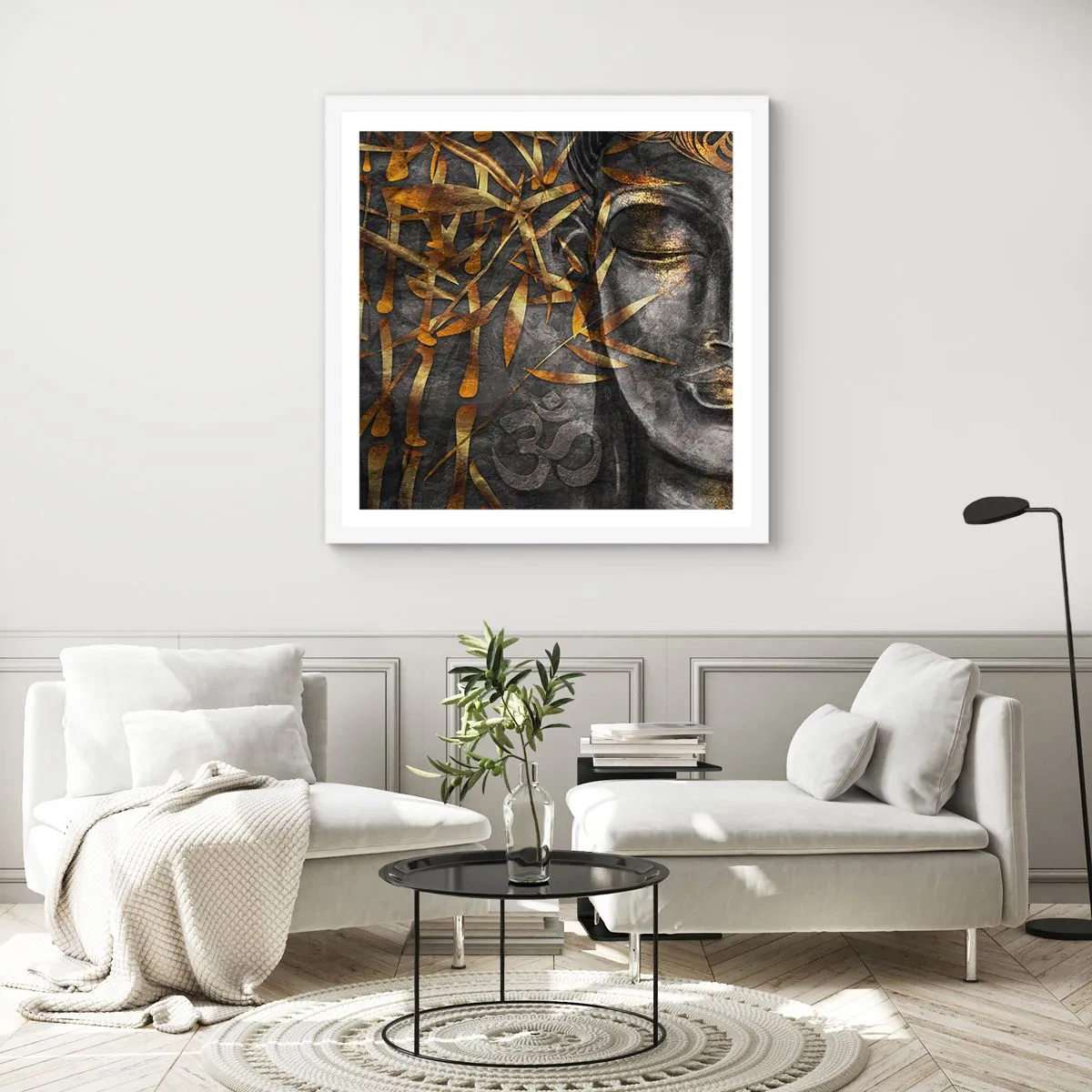 Affiche dans un cadre blanc - Poster - Ressentir le calme - 50x50 cm