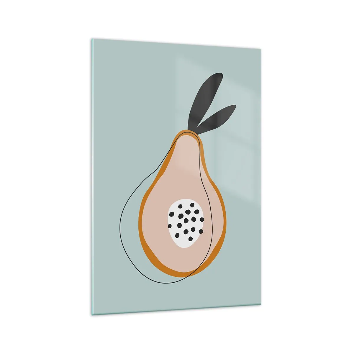 Impression sur verre - Image sur verre - Poire abstraite sur fond clair - 70x100cm - Pénétrer la nature des choses - Décoration murale moderne pour le salon et la chambre ARTTOR