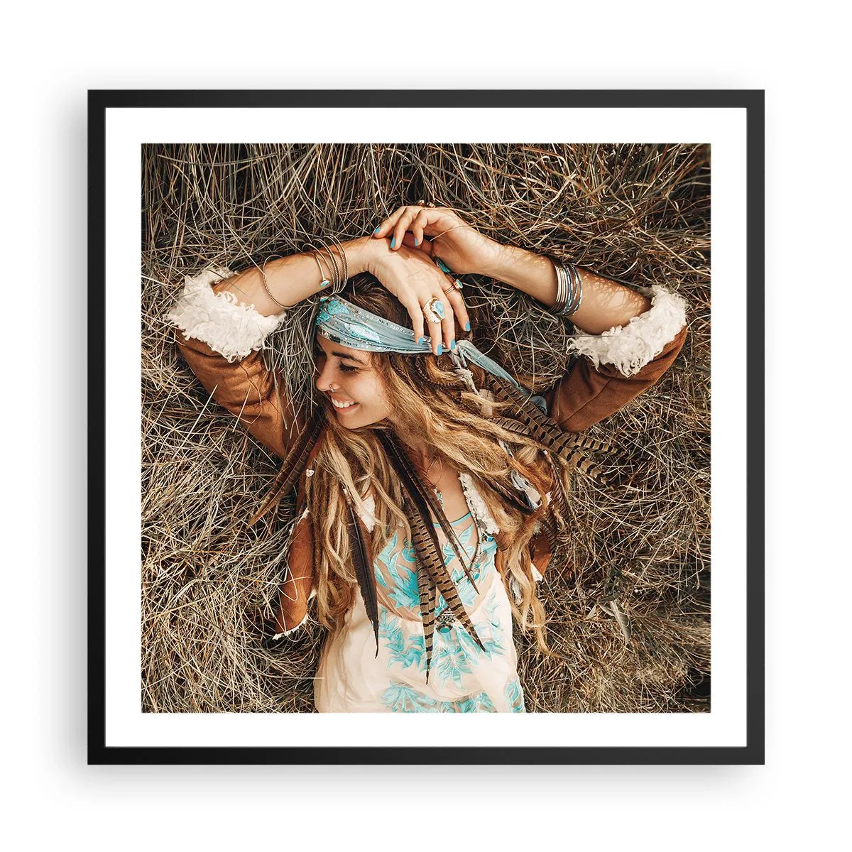 Affiche dans un cadre noir - Poster - En route vers les années d'amour - 60x60 cm