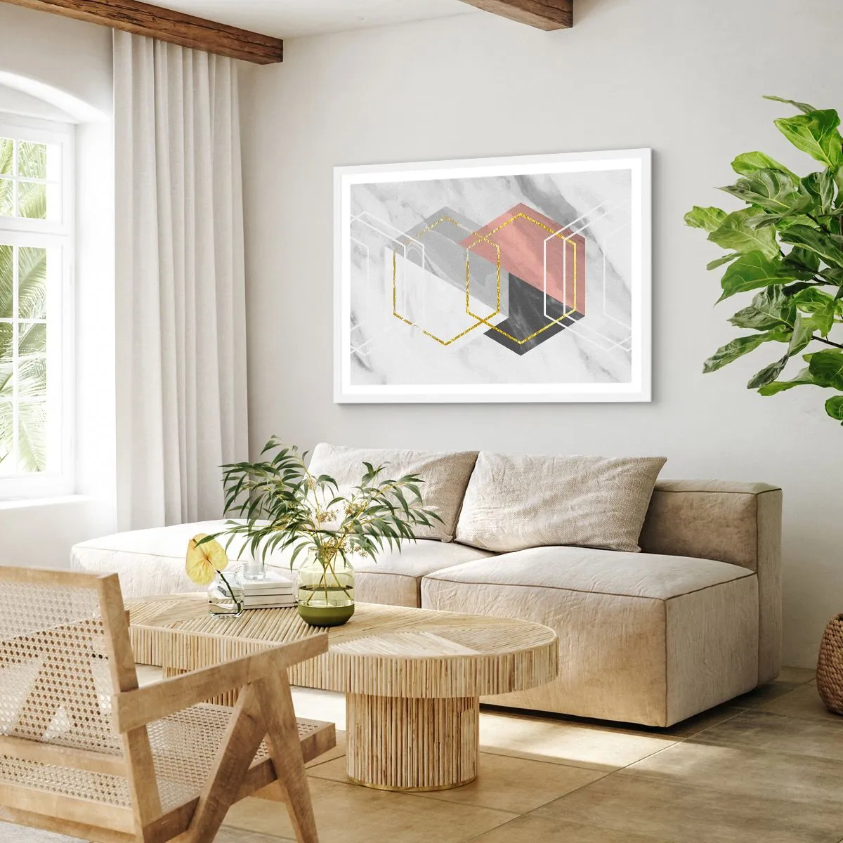 Affiche dans un cadre blanc - Poster - Composition en chaîne - 100x70 cm