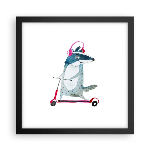 Affiche dans un cadre noir - Poster - La joie du blaireau - 30x30 cm