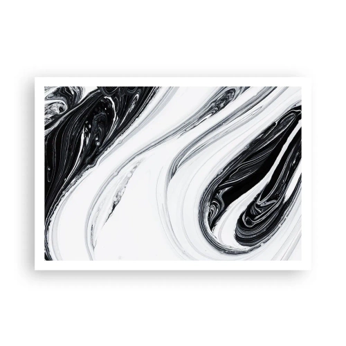 Affiche - Poster - Abstraction en noir et blanc avec des lignes et des tourbillons dynamiques - 100x70cm - Une combinaison d'opposés - Décoration murale moderne pour le salon et la chambre ARTTOR