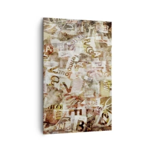 Impression sur toile - Image sur toile - Composition abstraite avec lettres et fragments de texte - 80x120cm - J'unifie le bavardage - Décoration murale moderne pour le salon et la chambre ARTTOR